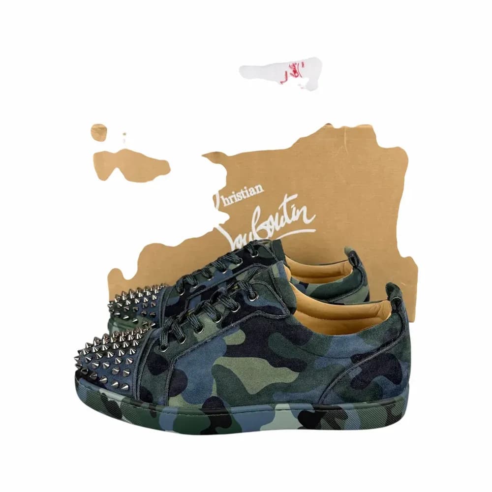 Christian Louboutin Louis Junior Orlato Spikes Camo-Print Sneakers