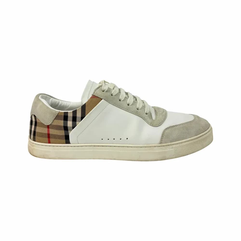 Burberry Stevie Leather, Suede and Check Sneakers