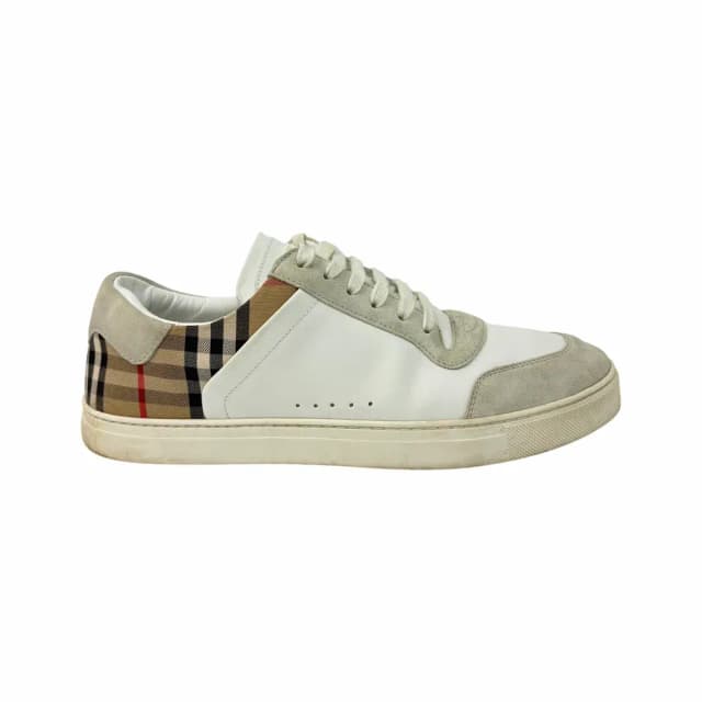 Burberry Stevie Leather, Suede and Check Sneakers