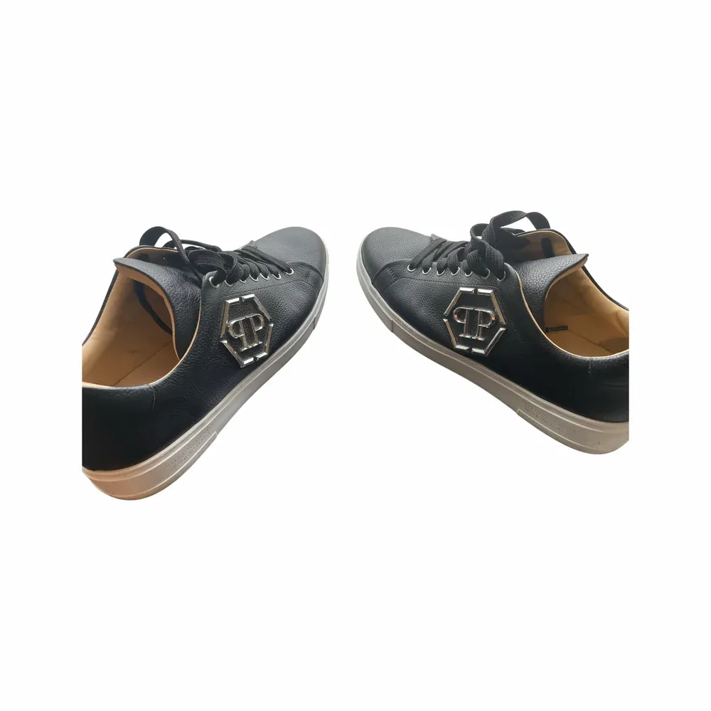Philipp Plein Leather Lo-Top Sneakers Hexagon