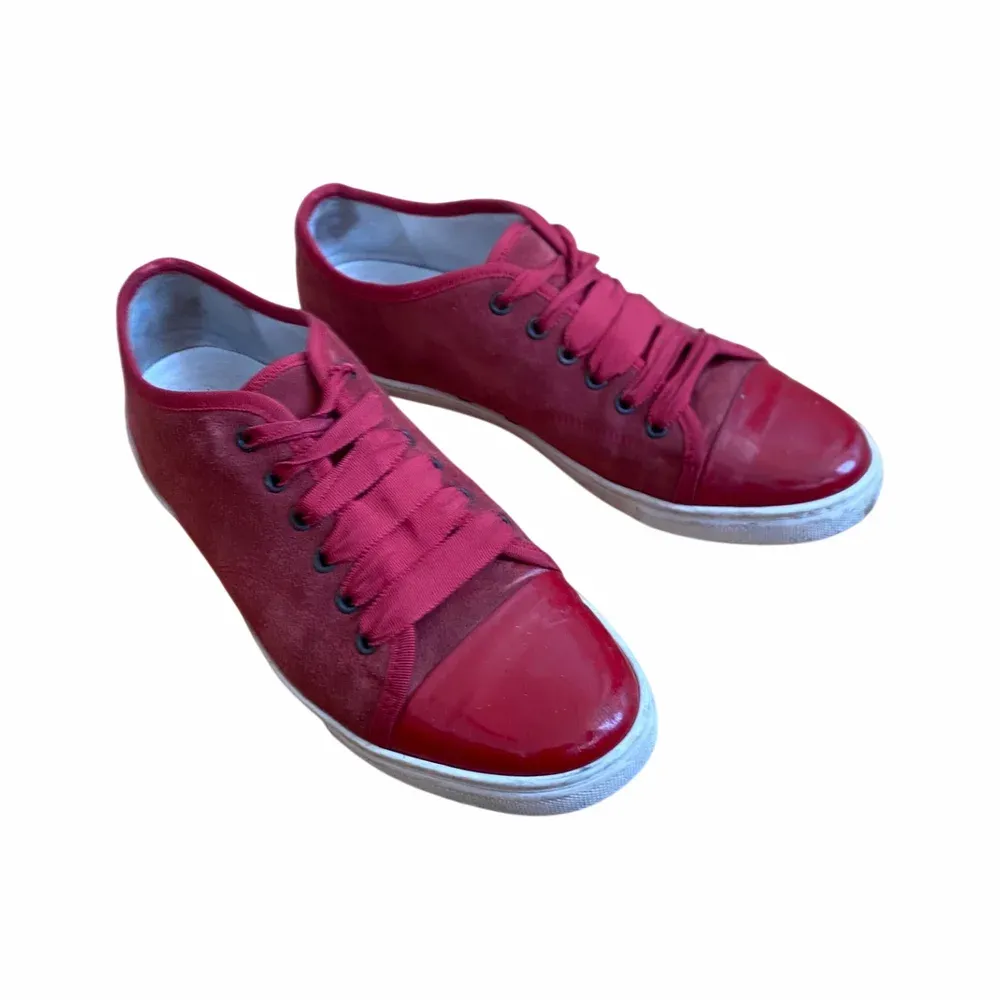 Lanvin DBB1 Low-Top Suede Grosgrain Trim Sneakers