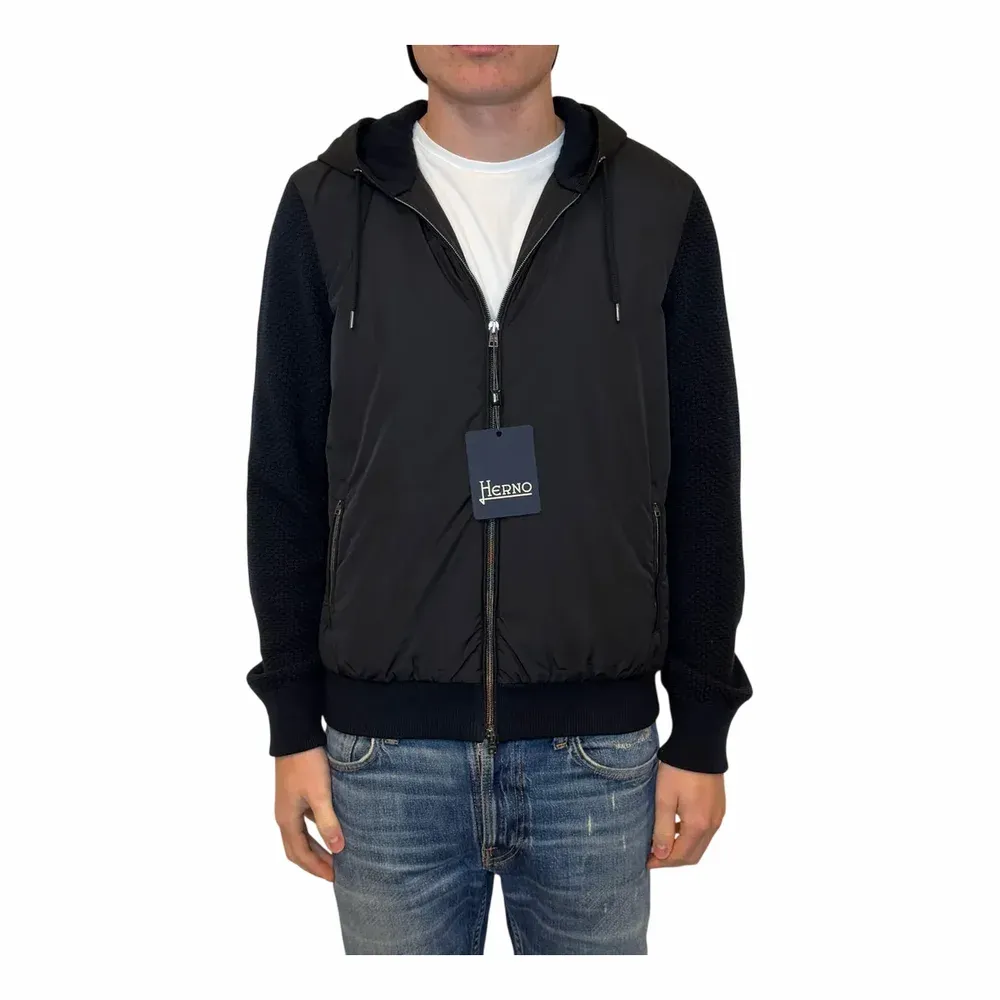Herno Hooded Zip-Up Hybrid Jacket