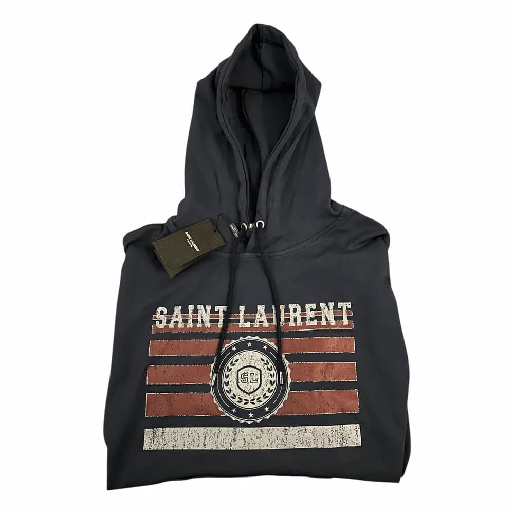 Saint Laurent Distressed Flag SL Emblem Hoodie