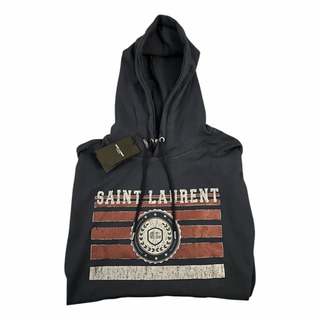 Saint Laurent Distressed Flag SL Emblem Hoodie