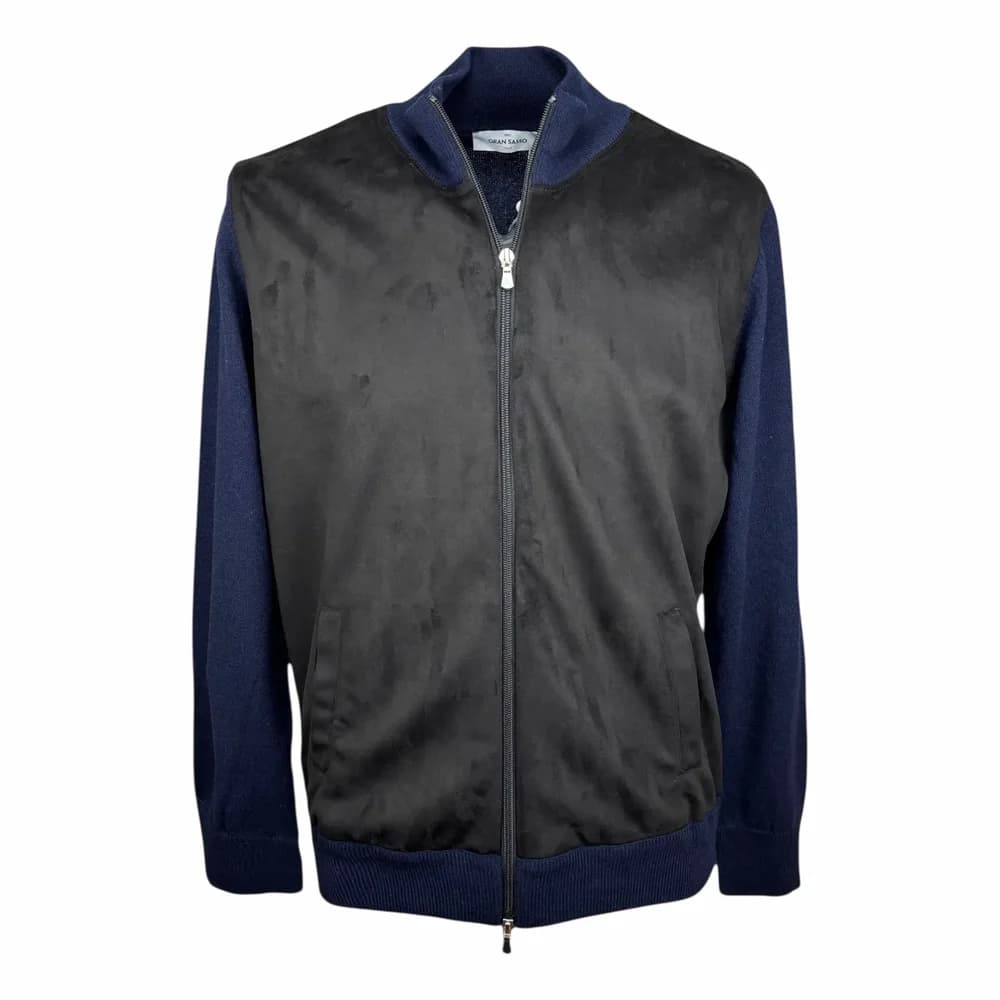 GRAN SASSO Knitted Cotton/Alcantara Full Zip Jacket