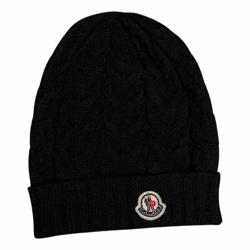 MONCLER Wool Knit Beanie with Logo Patch