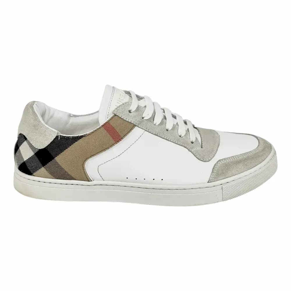 BURBERRY Vintage Check Panel Leather Sneakers
