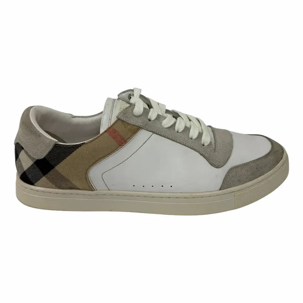BURBERRY Leather, Suede and Vintage Check Sneakers