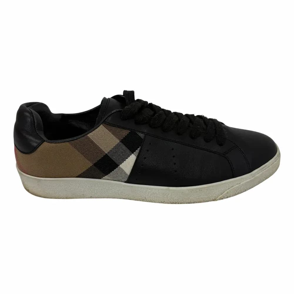 BURBERRY Leather, Suede and Vintage Check Sneakers