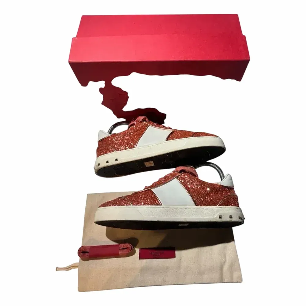 VALENTINO Flycrew Glitter Studded Sneakers