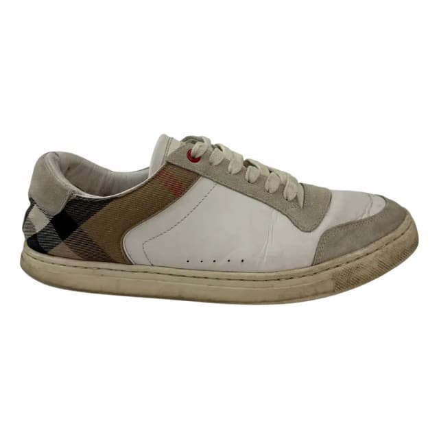 BURBERRY Vintage Check Panel Leather Sneakers