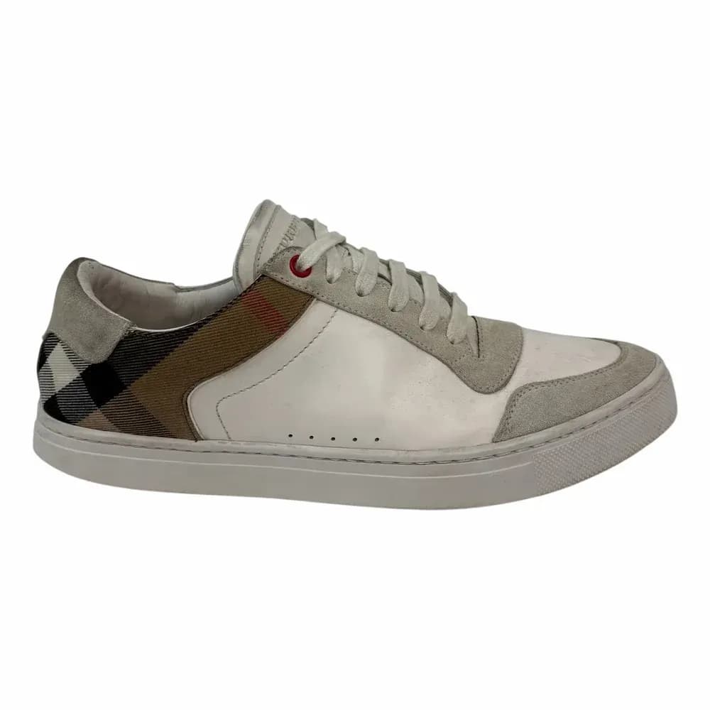 BURBERRY Vintage Check Cotton and Leather Sneakers