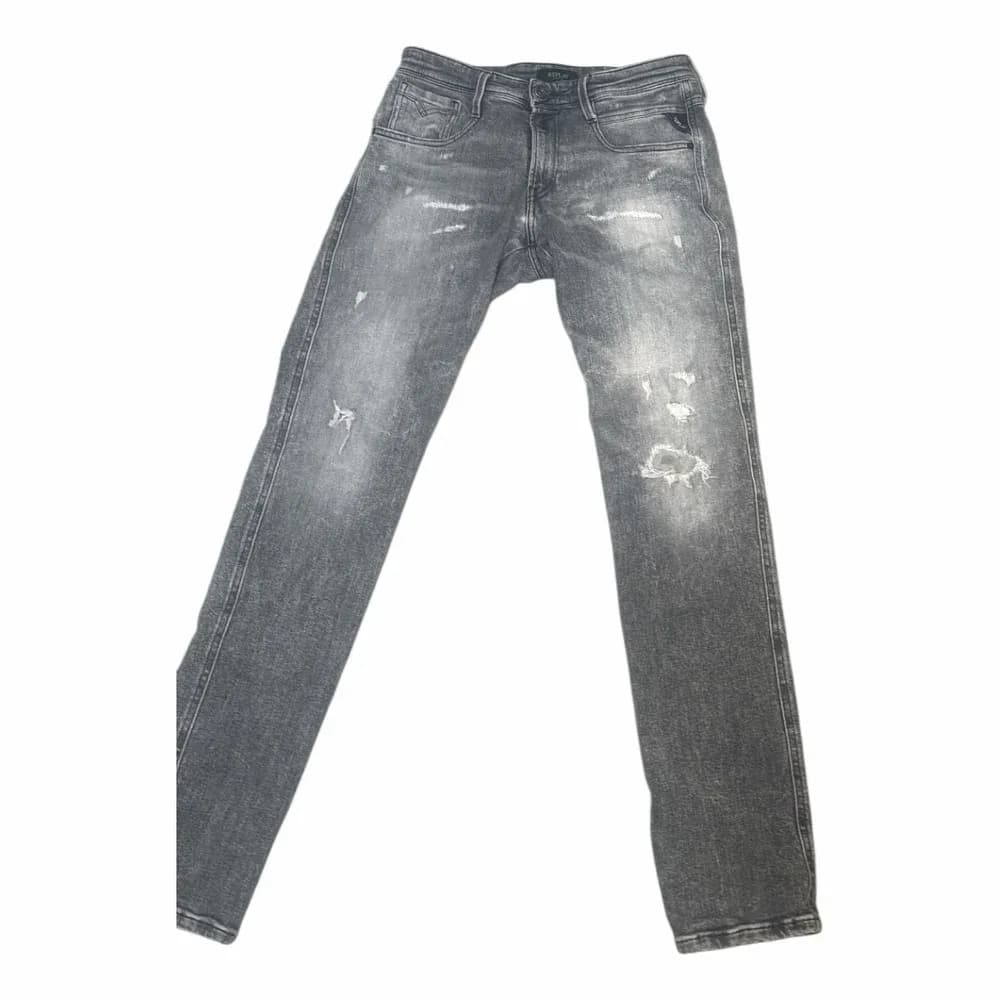 Dondup Gråa Distressed Slim Fit Jeans