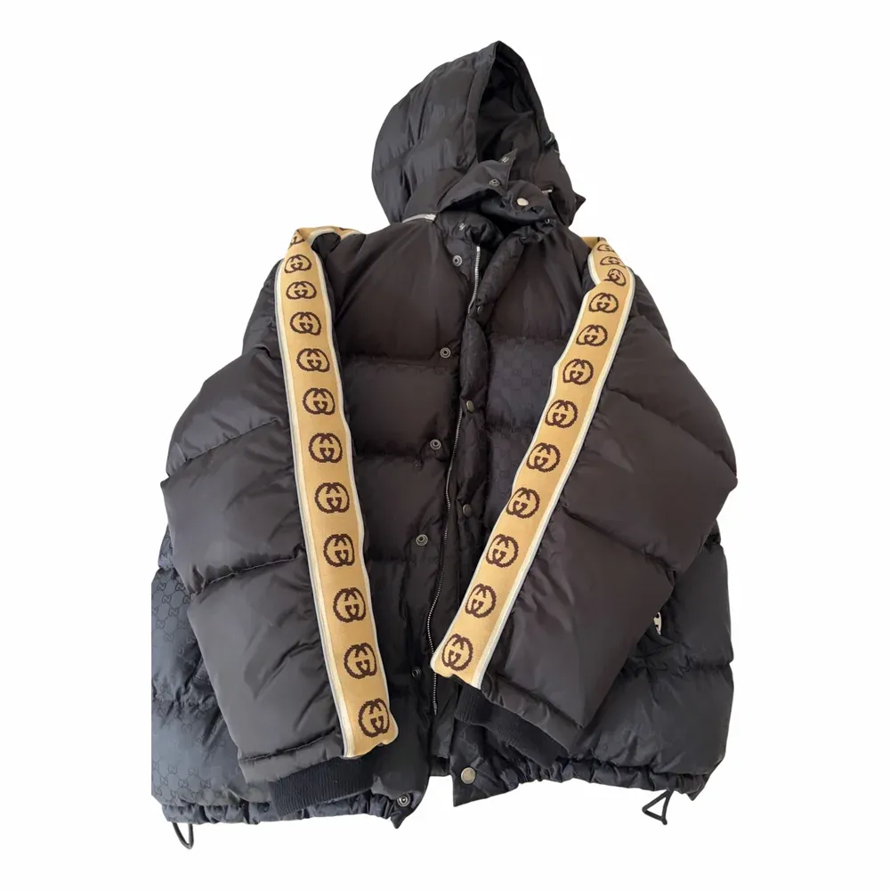 Gucci GG Jacquard Tape Sleeve Down Jacket