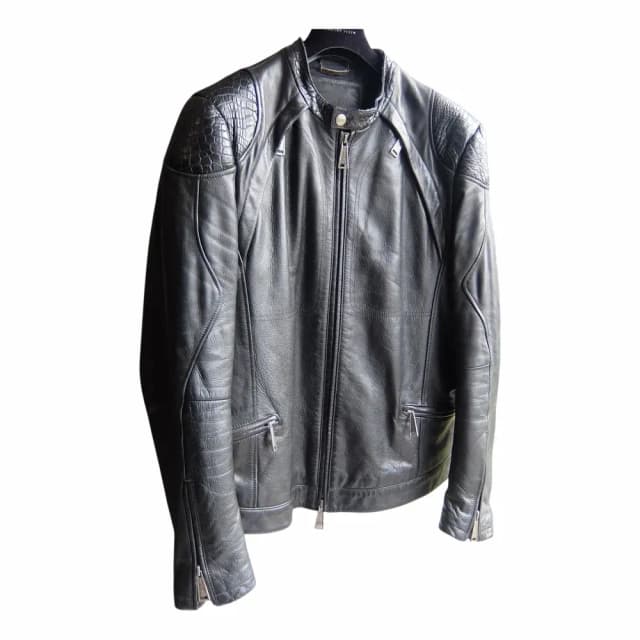 Philipp Plein Croco Leather Biker Jacket