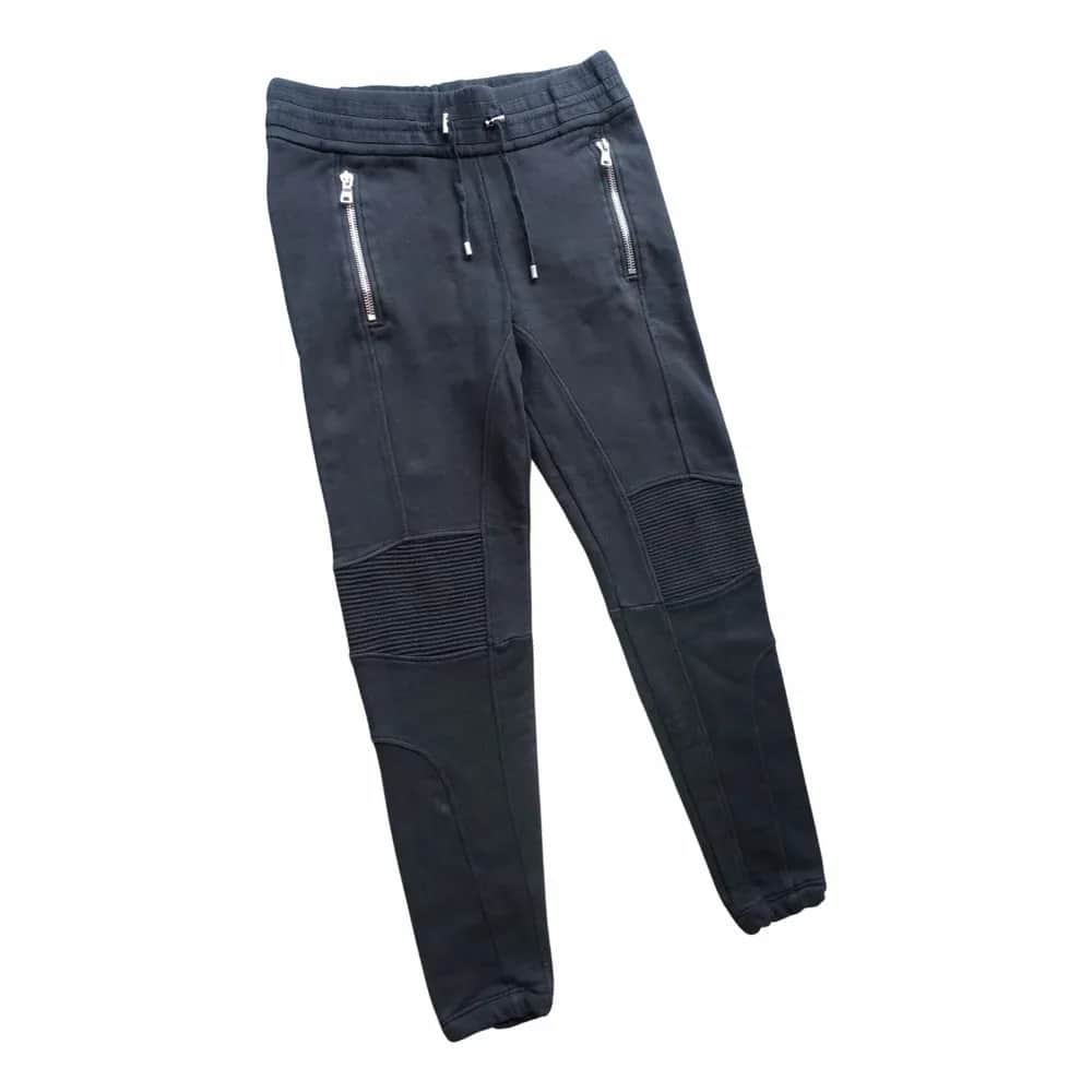 Balmain Biker Ribbed Cotton Sweatpants