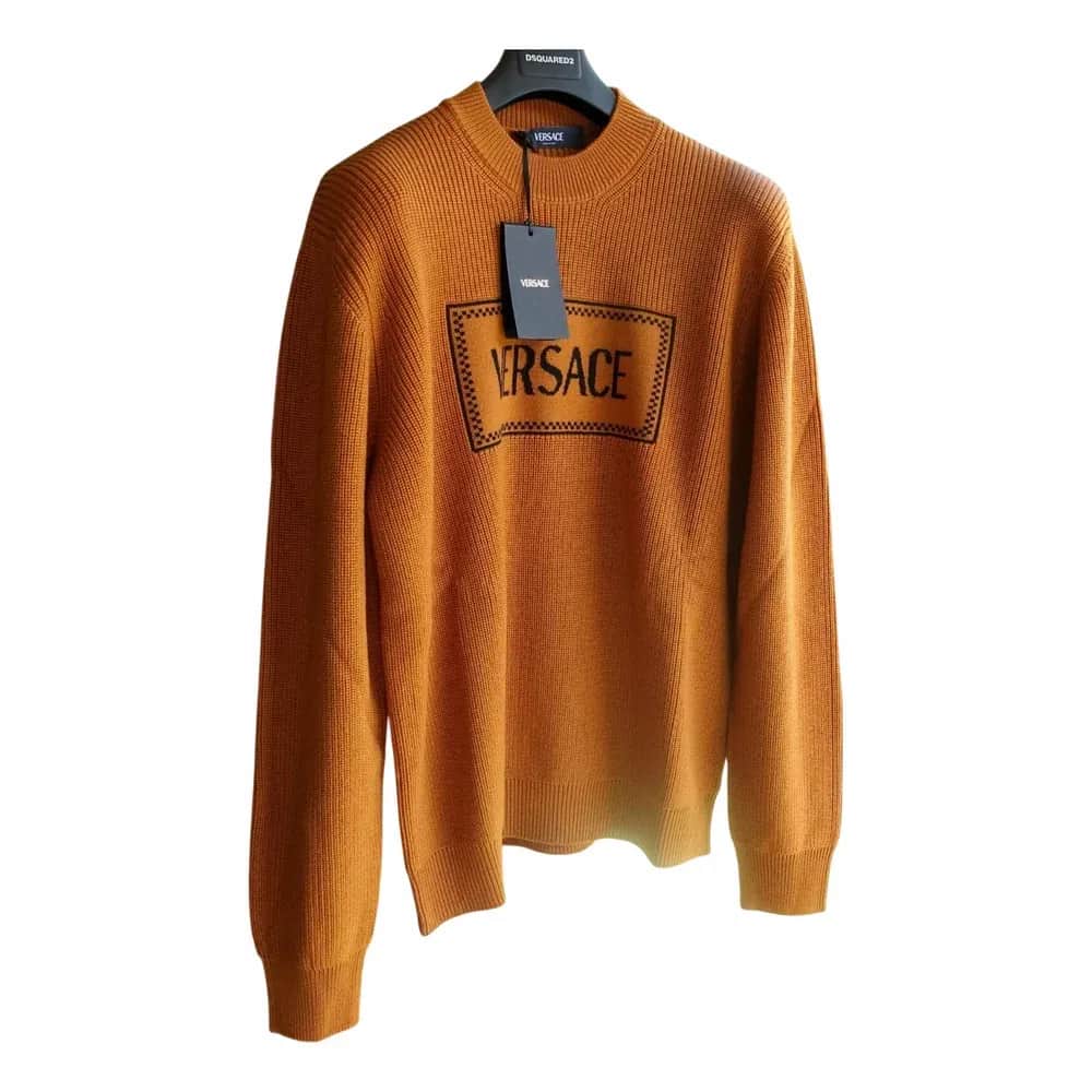 Versace 90s Vintage Macrologo Wool Knit Sweater