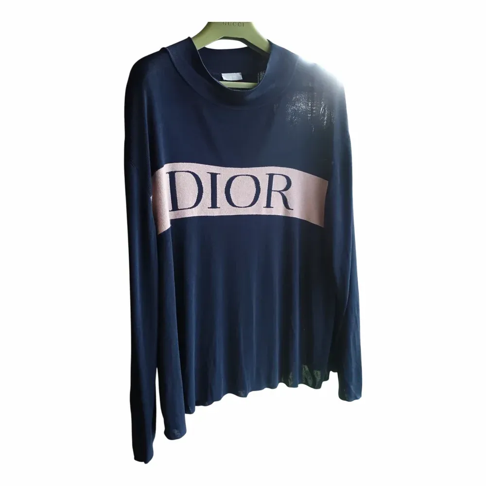Dior DIOR SWEATER XXL logo technical cashemere christian navy dark blue inlaid