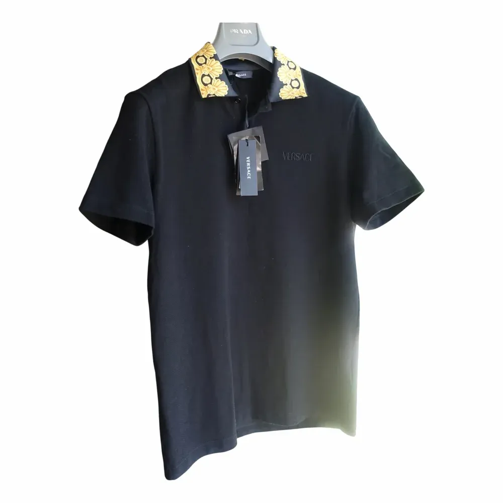 Versace Barocco Print Collar Polo Shirt