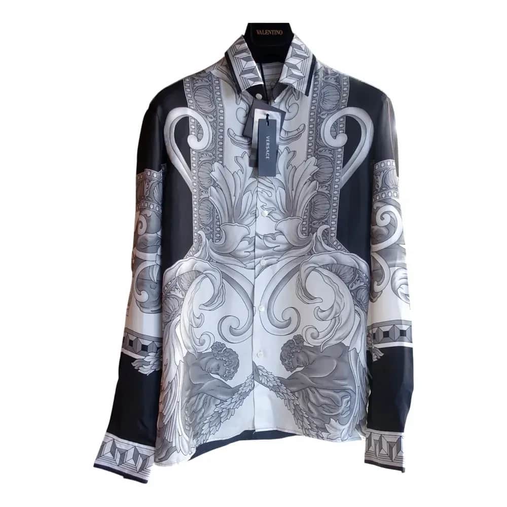 Versace Architectural Barocco Print Silk Shirt