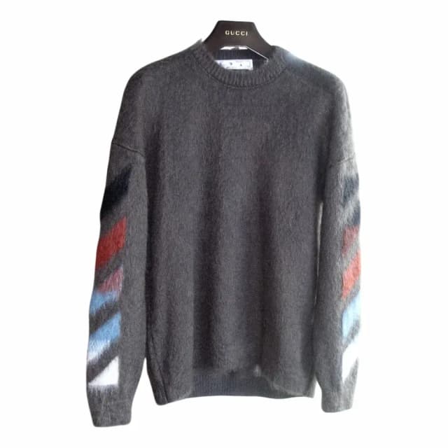 Off-White Brushed Mohair Diag Arrows Logo Knit Sweater
