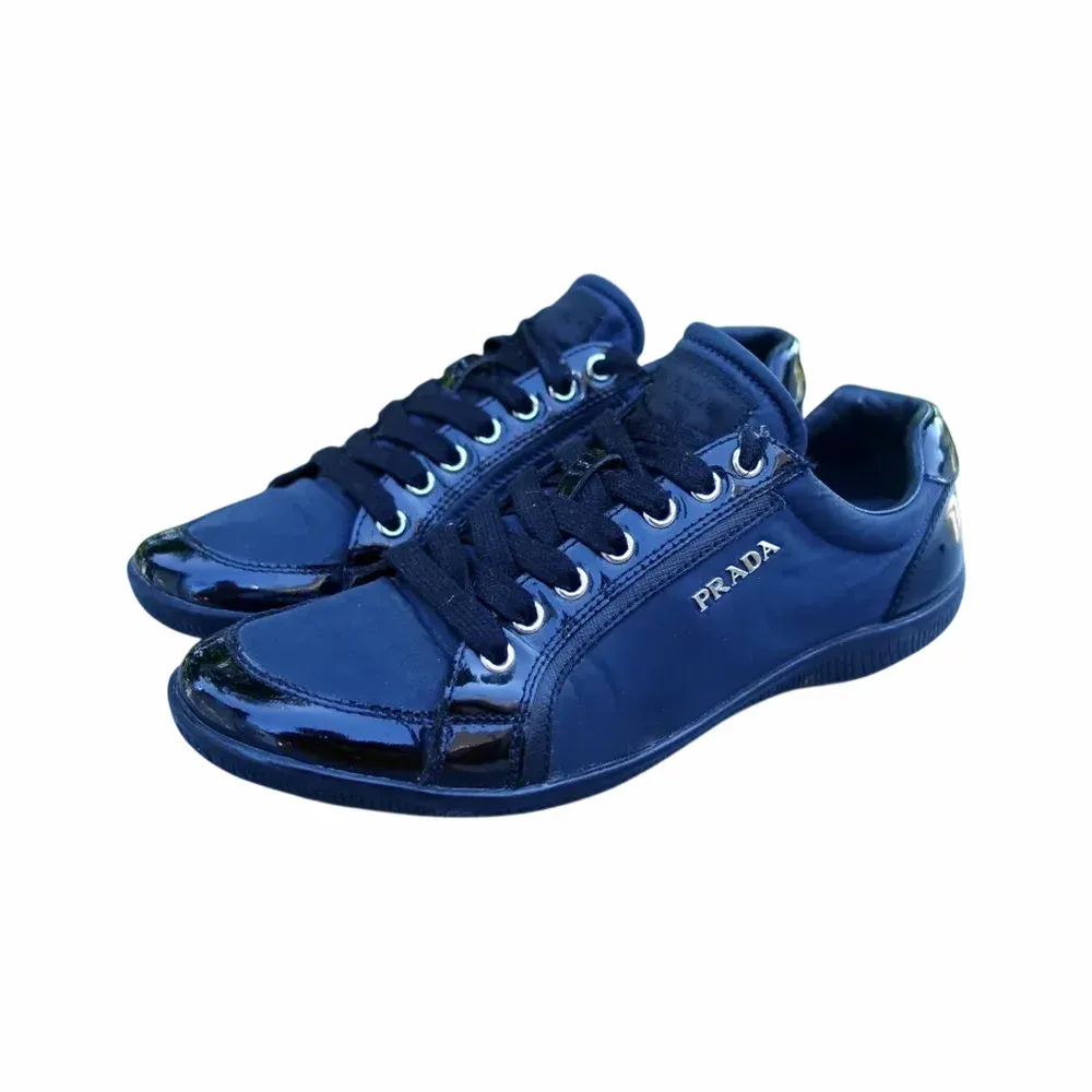 Prada Nylon and Leather Low Top Sneakers