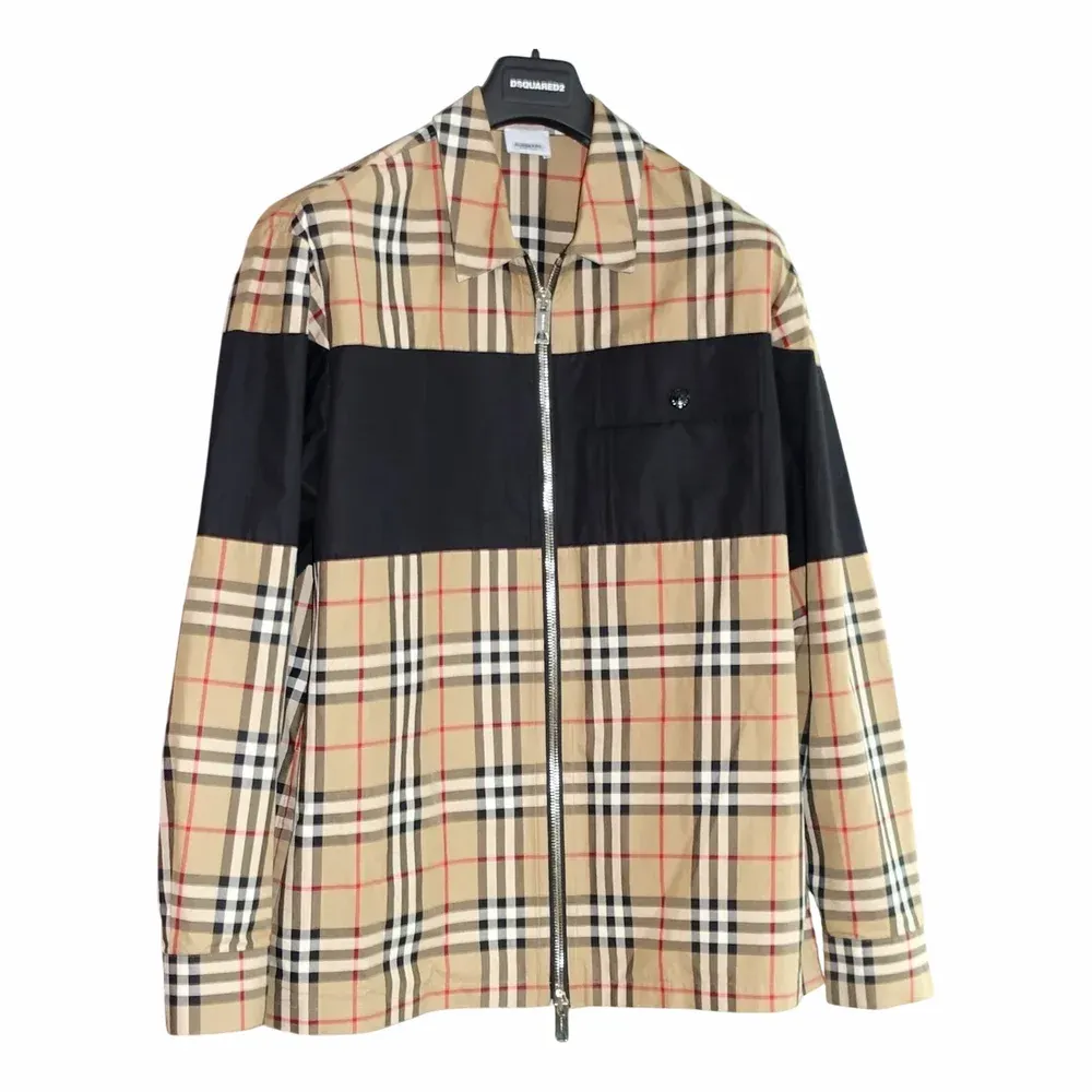 Burberry Contrast Panel Check Zip-Up Shirt Jacket