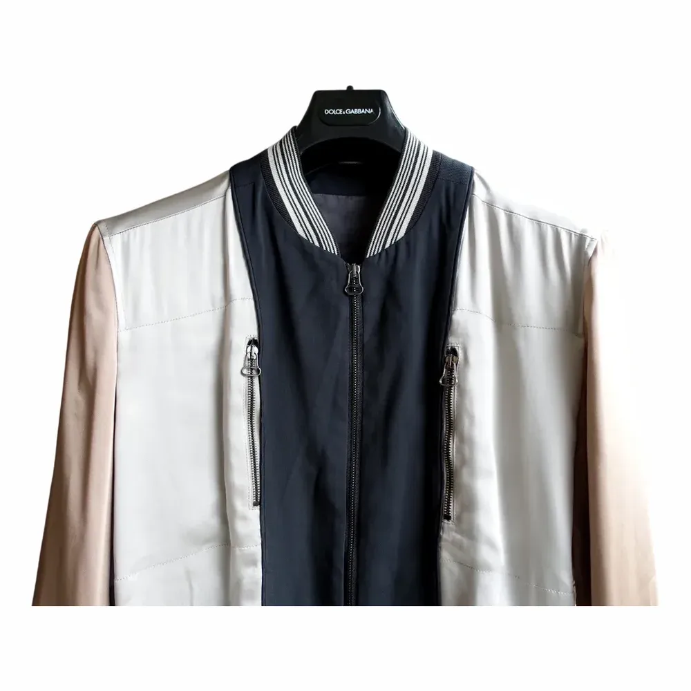 Lanvin Metallic Satin Panelled Bomber Jacket