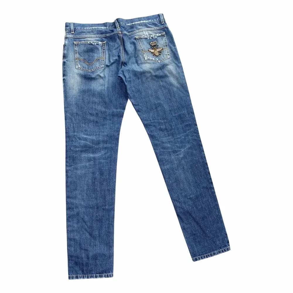 Dolce & Gabbana Slim Fit Embroidered Denim Jeans