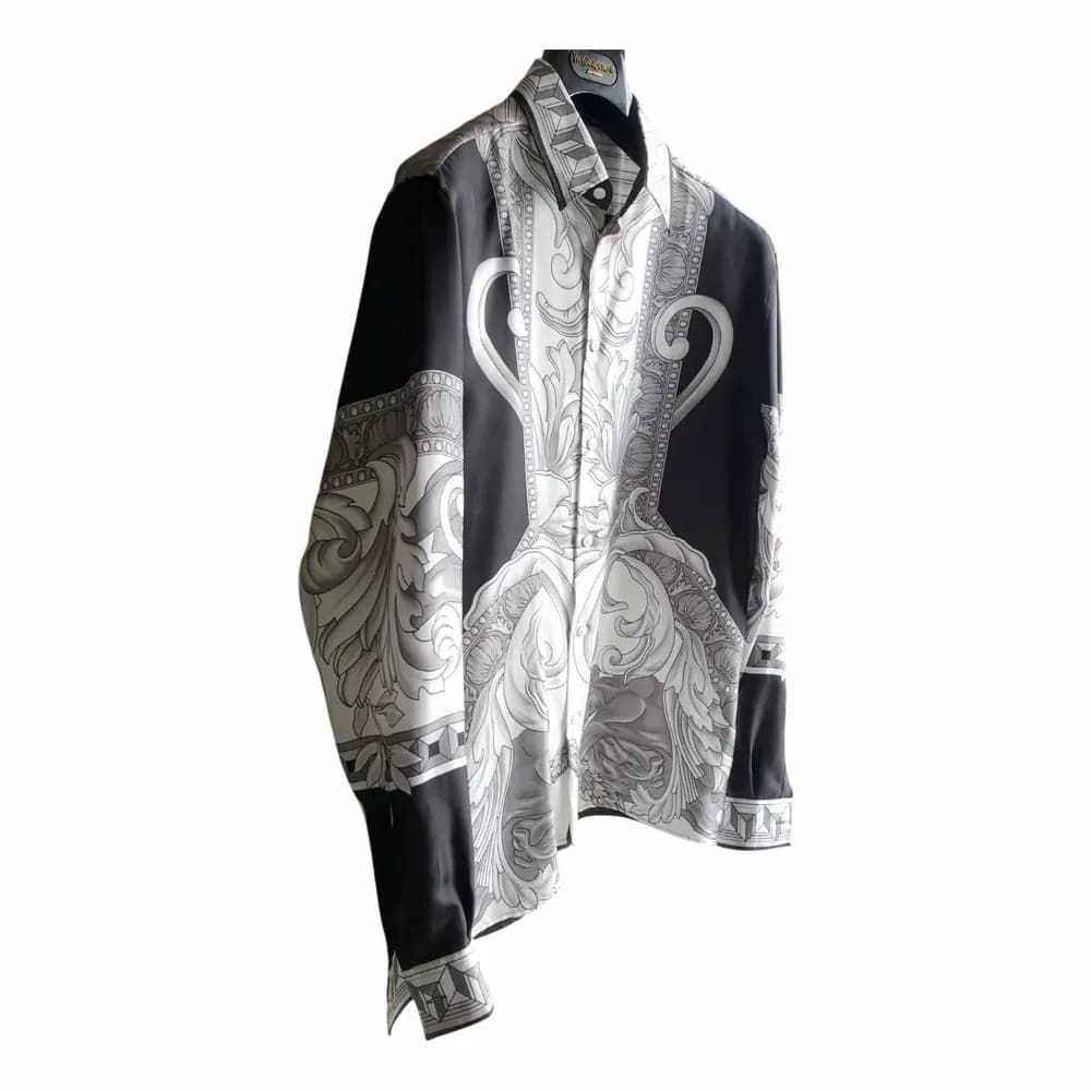 Versace Architectural Barocco Print Silk Shirt