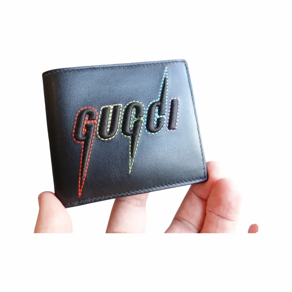 Gucci Blade Embroidery Leather Bifold Wallet