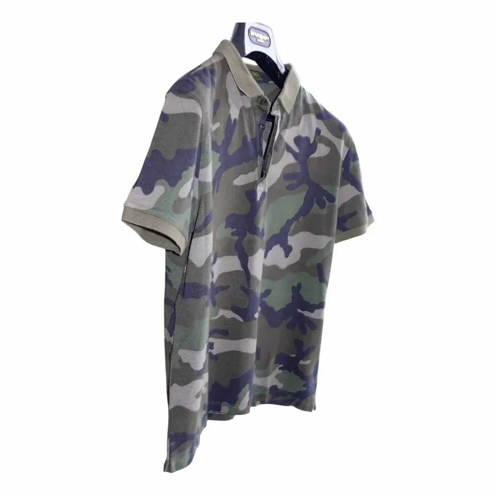 Valentino Rockstud Camouflage Print Polo Shirt