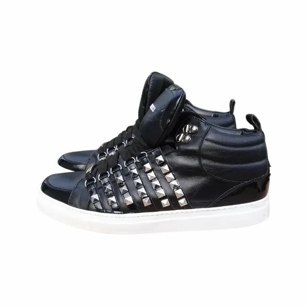 Dsquared2 Studded Leather High-Top Sneakers
