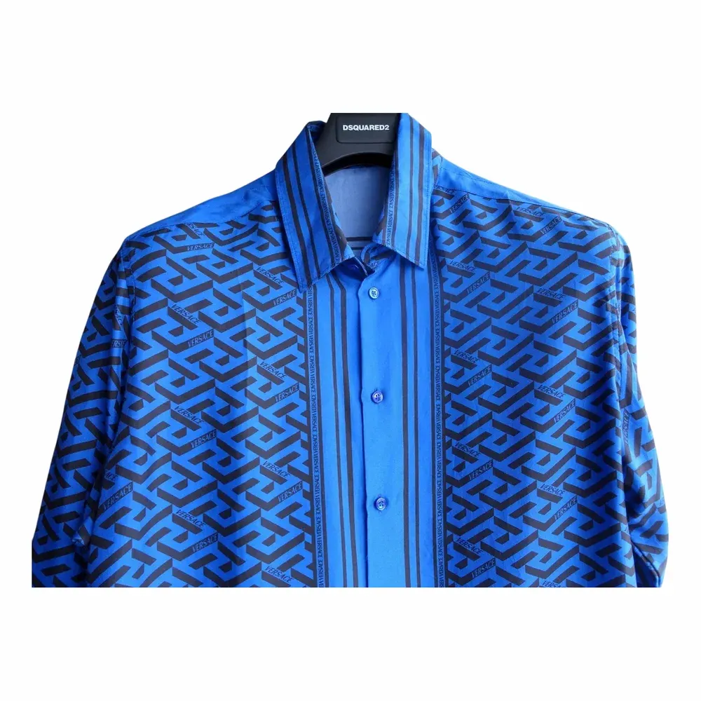 Versace La Greca Monogram Print Silk Shirt