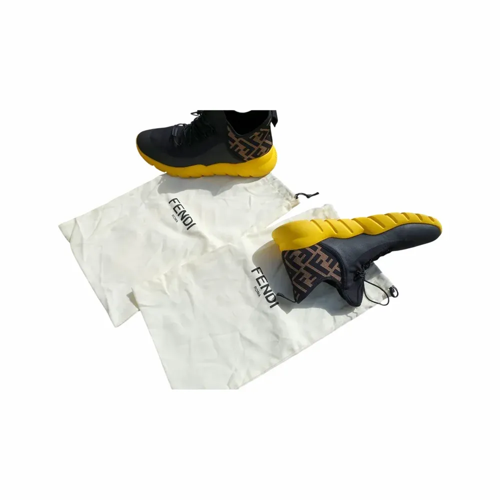 Fendi FF Motif Mesh High-Top Sneakers