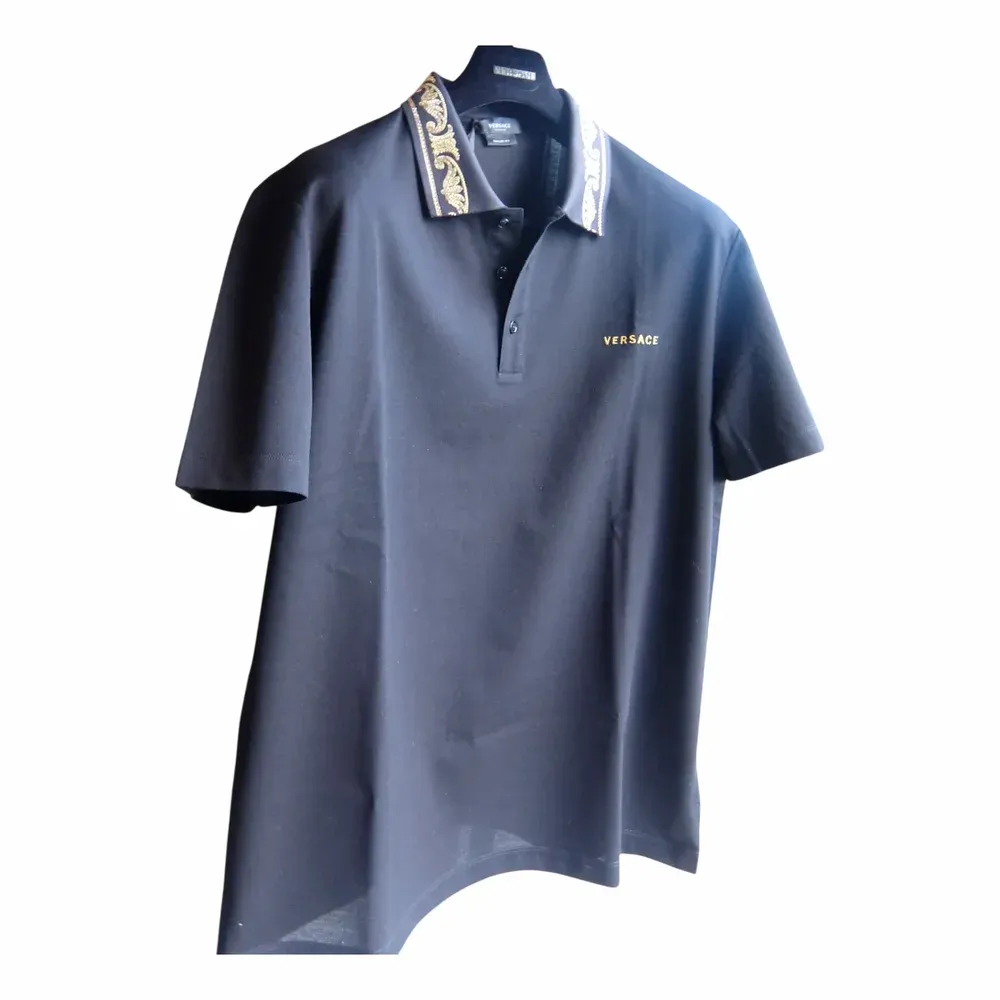 Versace Barocco Print Collar Polo Shirt
