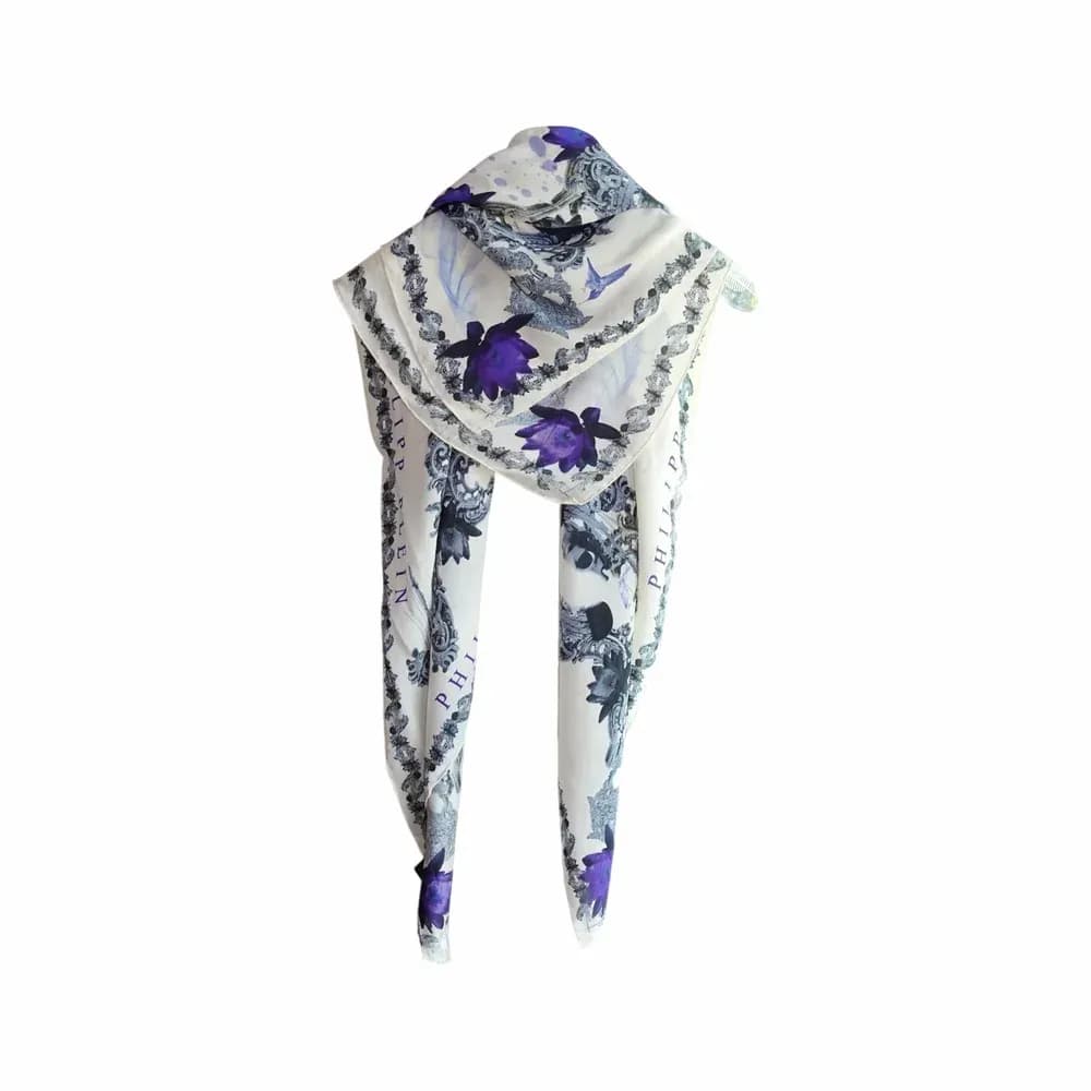 Philipp Plein Floral Print Satin Square Scarf