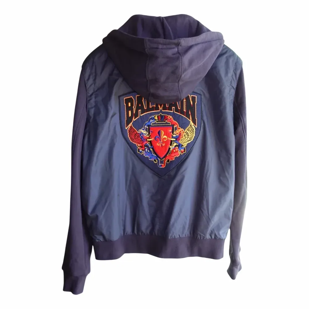 Balmain Side Zip Patch Logo Hoodie