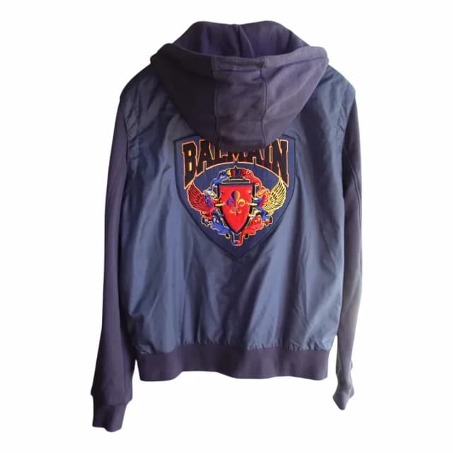 Balmain Side Zip Patch Logo Hoodie
