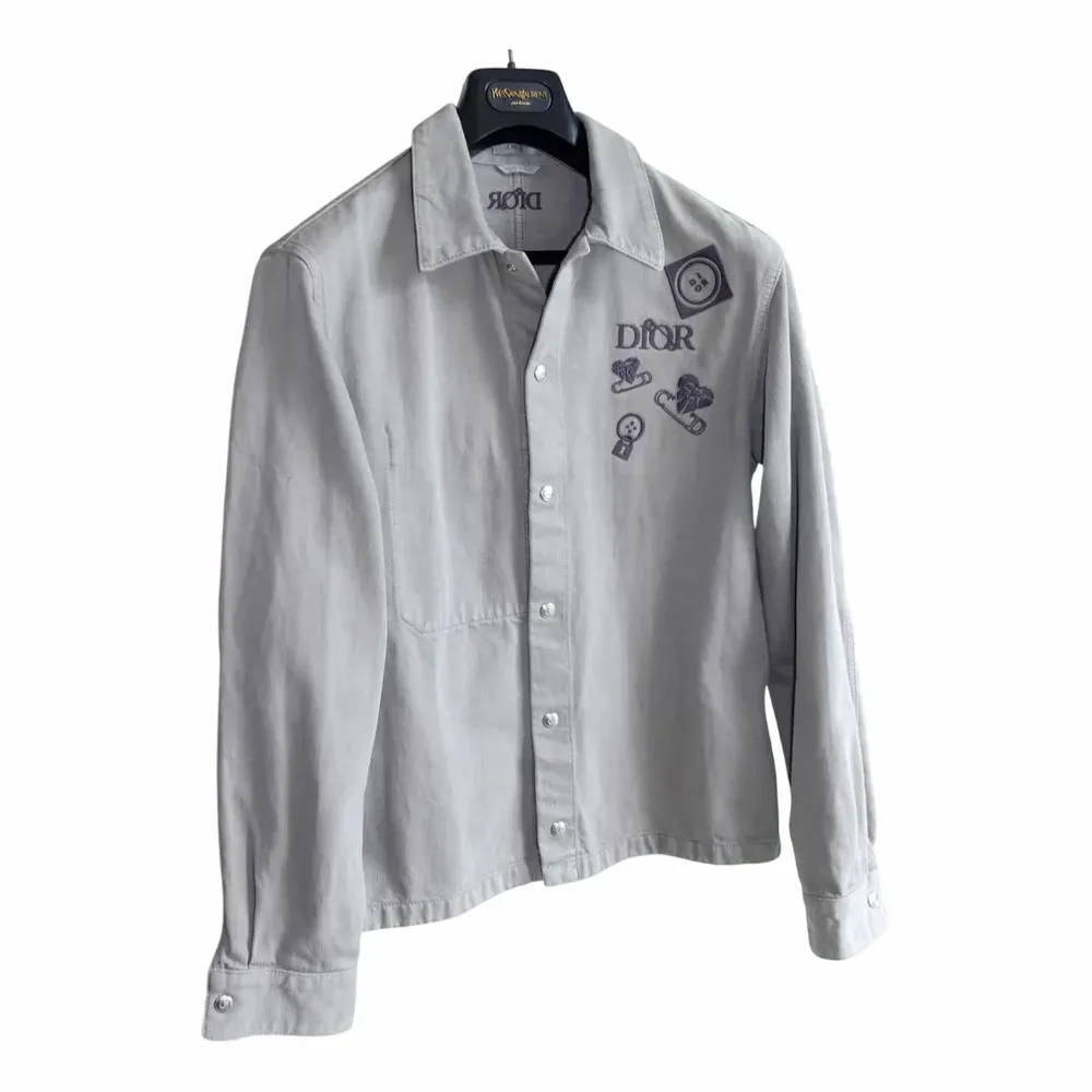 Dior Gray Pin Logo Embroidered Denim Jacket