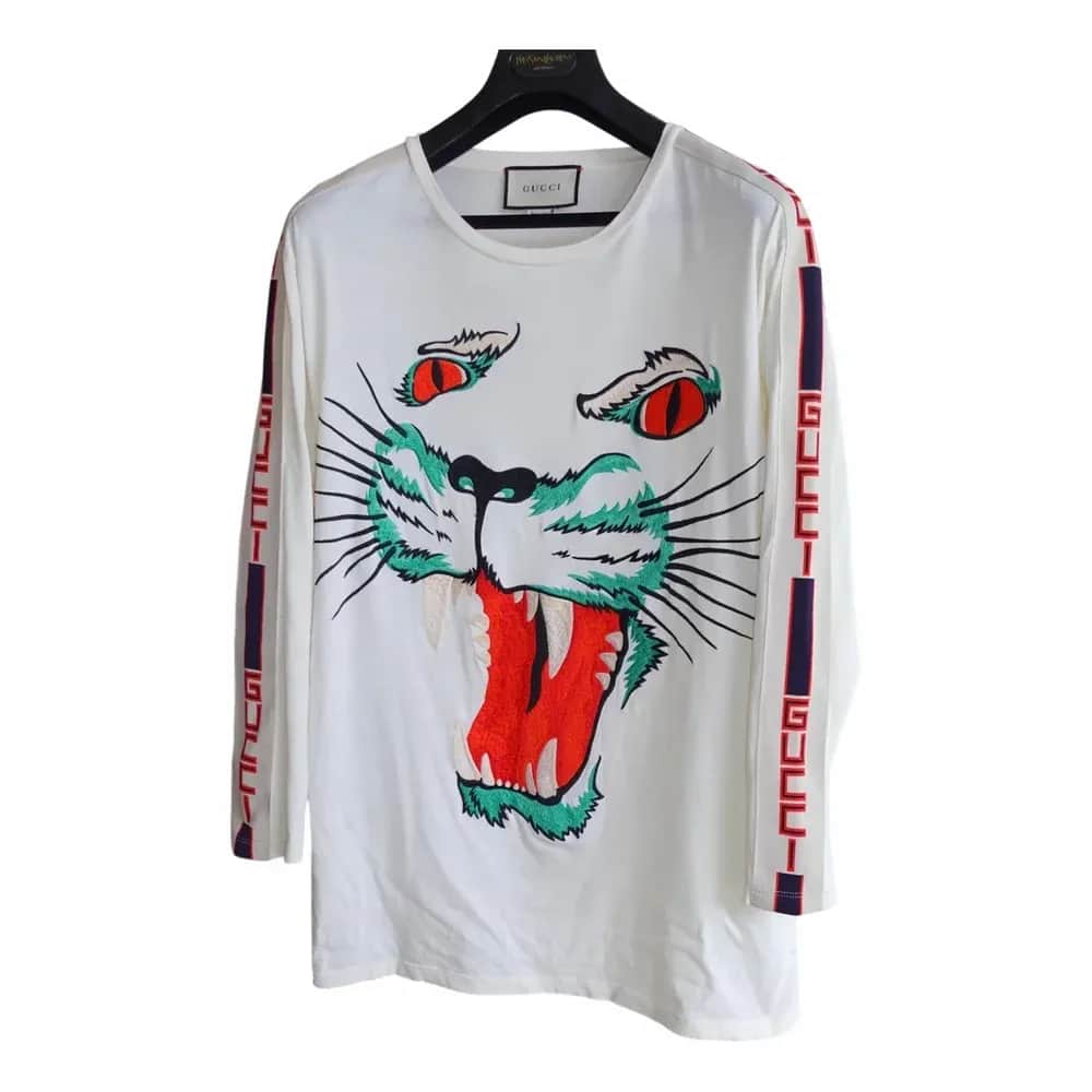 Gucci Sequin Cat Head Web Trim T-shirt