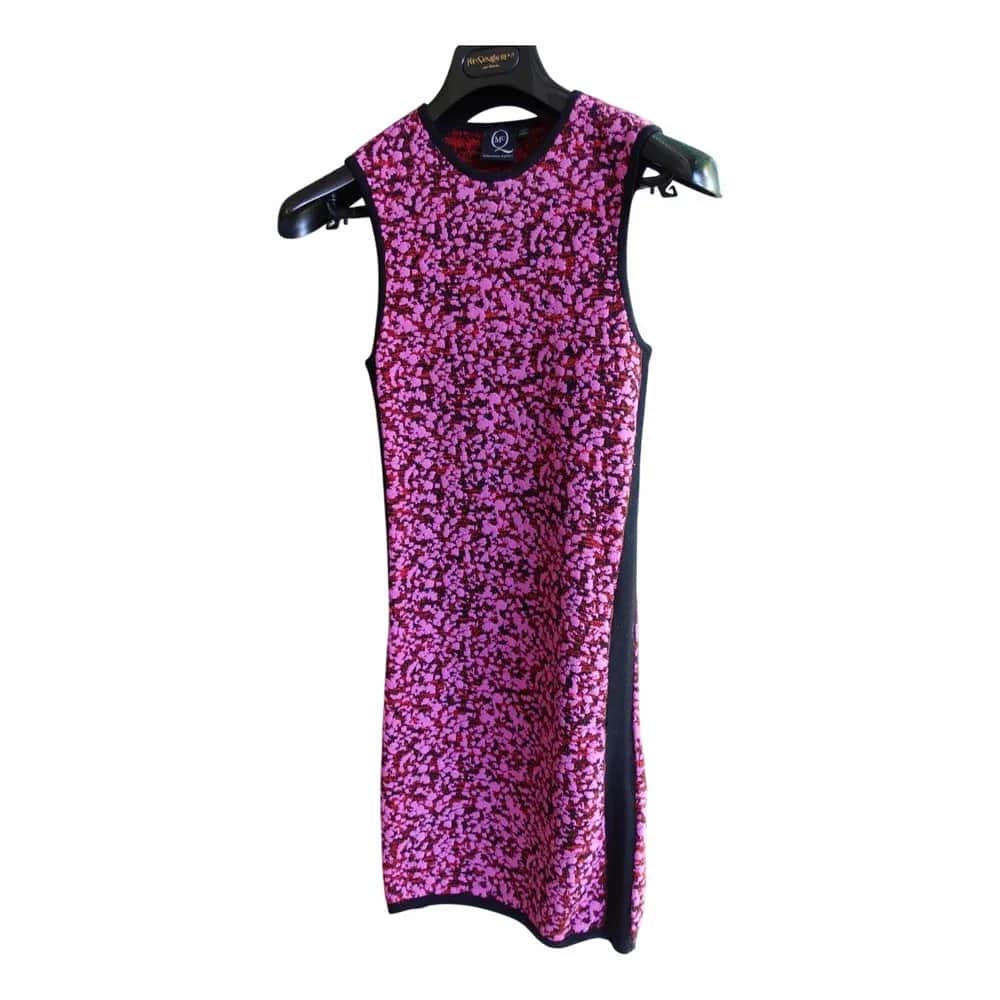 Alexander McQueen Pink Textured Mini Dress with Black Trim