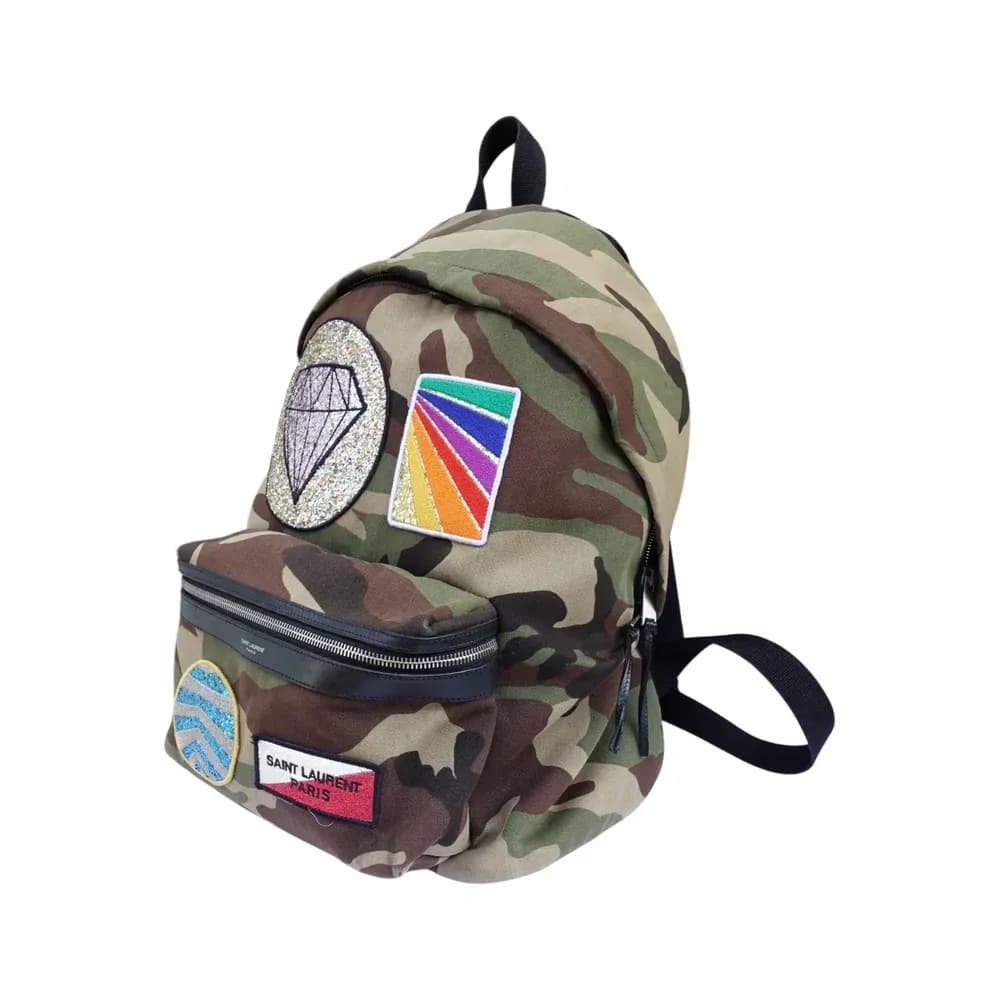Saint Laurent City Multi-Patch Camouflage Backpack