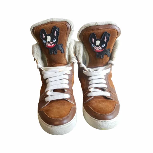 Dsquared2 Suede & Leather Dog Patch High Top Sneakers