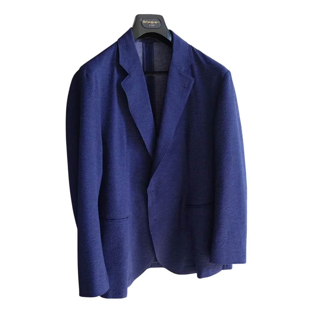 Armani Lightest Wool-Silk Seersucker Blazer