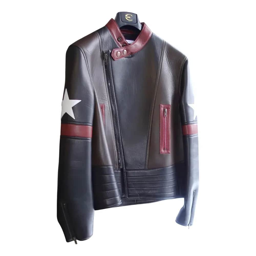 Givenchy Star Patch Leather Moto Biker Jacket (Captain America)