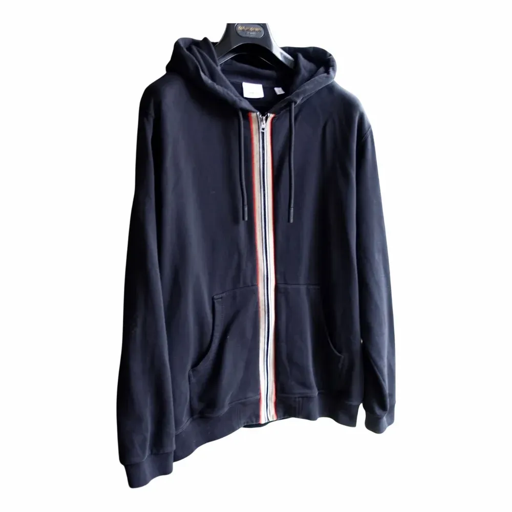 Burberry Icon Stripe Detail Cotton Zip-Up Hoodie