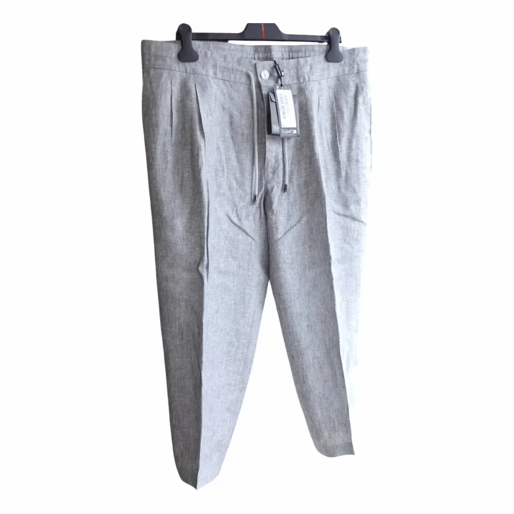 Dolce & Gabbana Double Pleated Linen Drawstring Trousers