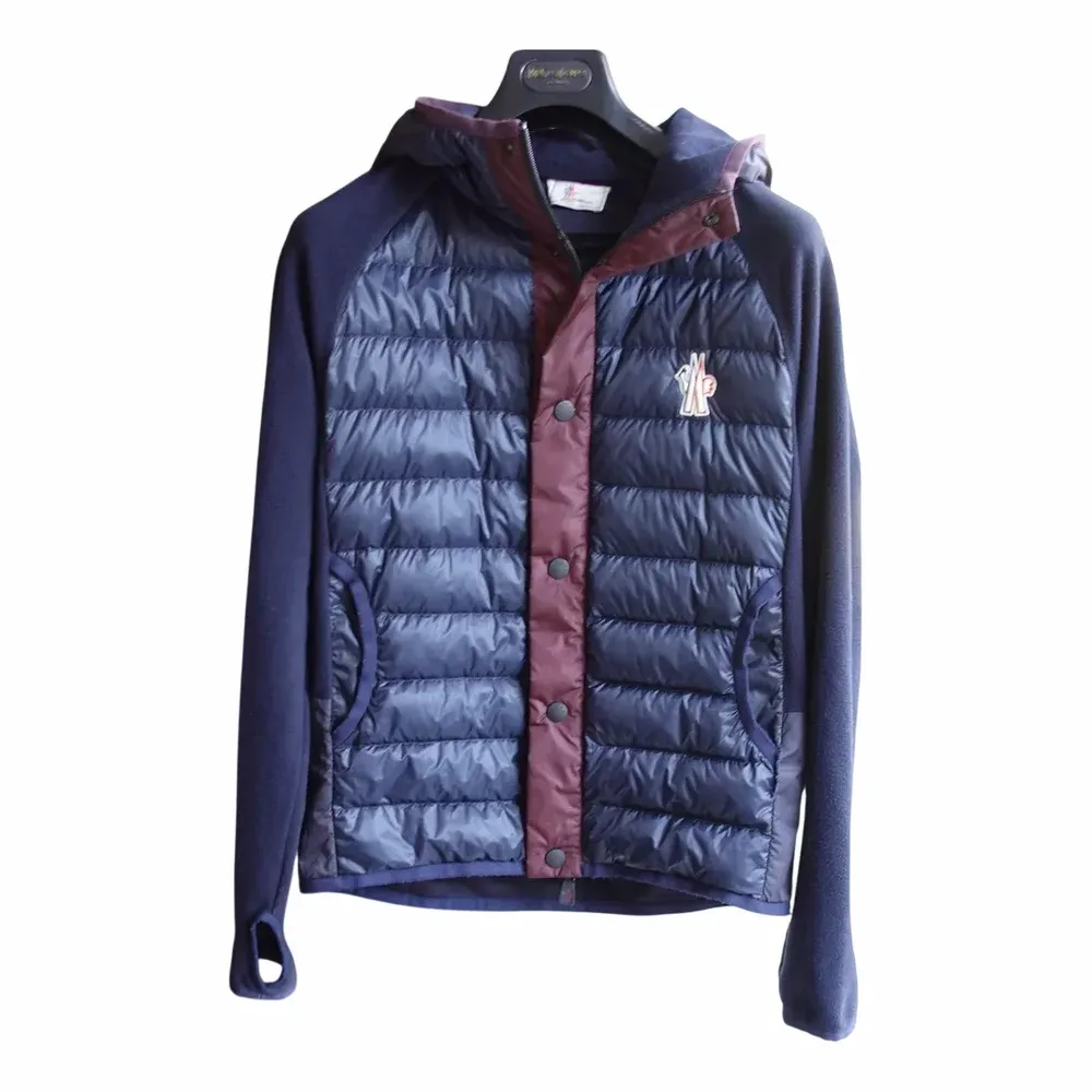 Moncler Contrasting Down Hooded Fleece Jacket