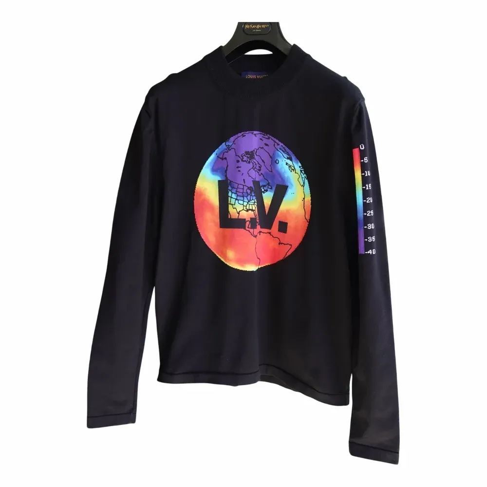 Louis Vuitton Printed Intarsia Globe Mock Neck Sweater